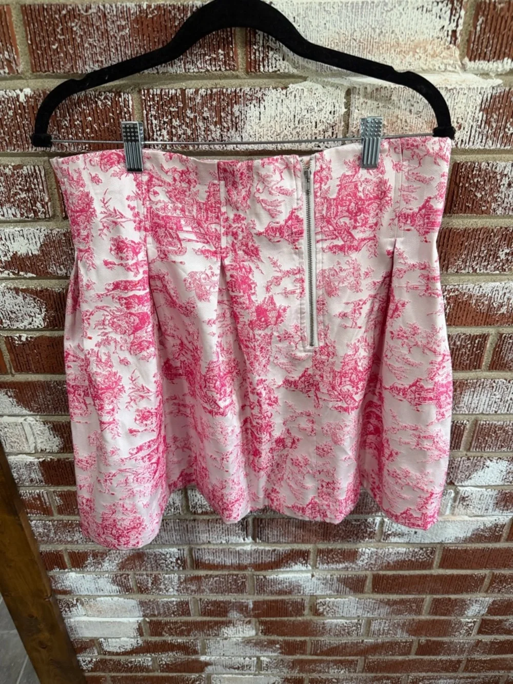 ASOS Pink Toile Jacquard Pleated Mini Skirt NWT Romantic Coquette Preppy Size 10
